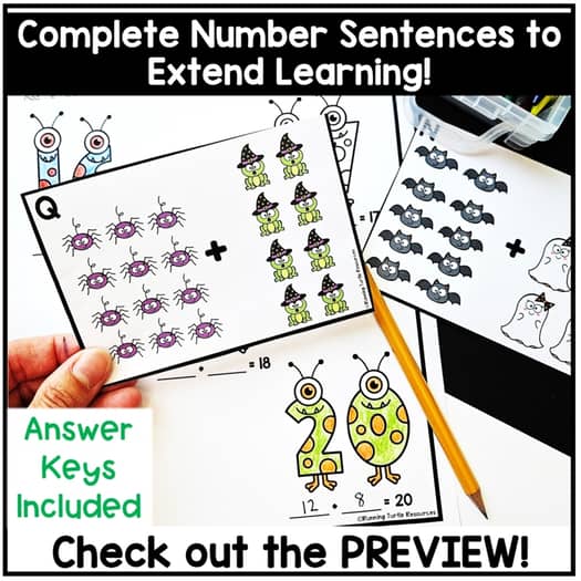 Halloween Add the room, Kindergarten Addition, October Math