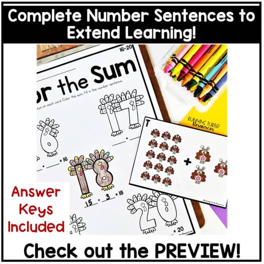 Thanksgiving Turkey Add the room, Kindergarten Addition