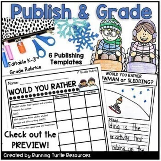 Winter Writing Craft Bundle, January Bulletin Board Activities