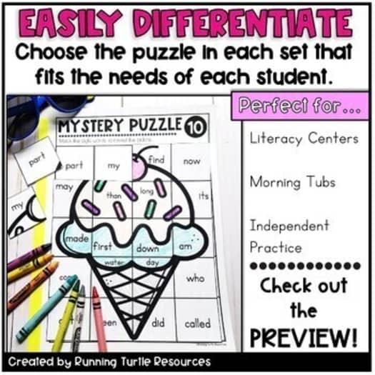 Sight Word Mystery Puzzles Bundle with Fry's First 100 Words