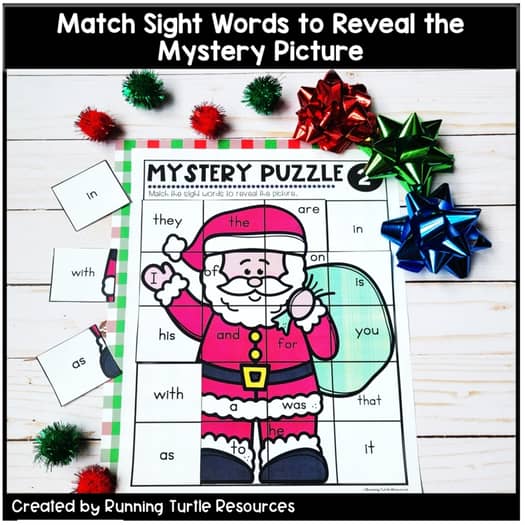 Christmas Mystery Puzzles, December Sight Words