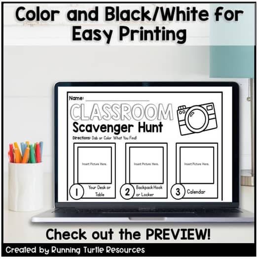 Classroom Scavenger Hunt for Open House, Meet the Teacher or First Day of School