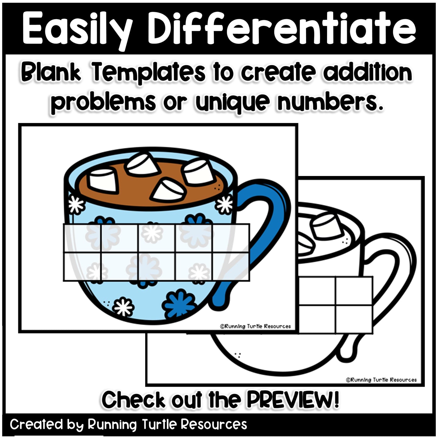 Hot Chocolate Math Ten Frames, Winter Math Centers