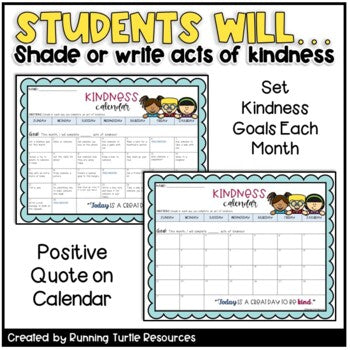 FREE Kindness Calendar Activity l Random Acts Social Emotional Learning
