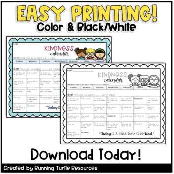 FREE Kindness Calendar Activity l Random Acts Social Emotional Learning