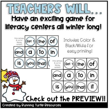 Snowball SPLAT Sight Word Game l Winter Literacy Center
