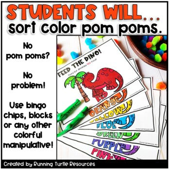 No Prep Dinosaur Color Sort FREEBIE Math Center l Fine Motor Practice