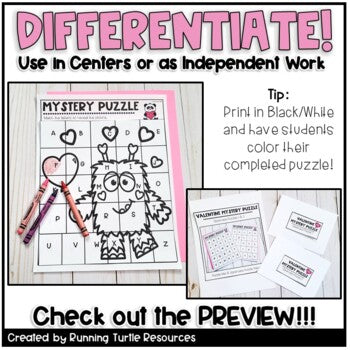 Valentine's Day Alphabet Mystery Puzzles Letter Match