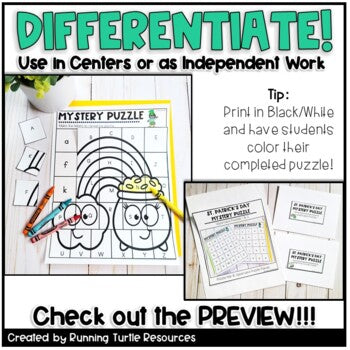 St. Patricks Day Alphabet Mystery Puzzles