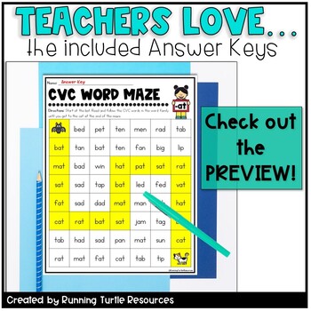CVC Words Worksheets l Word Family Phonics Mazes