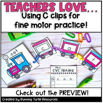 CVC Words Center Train Activity