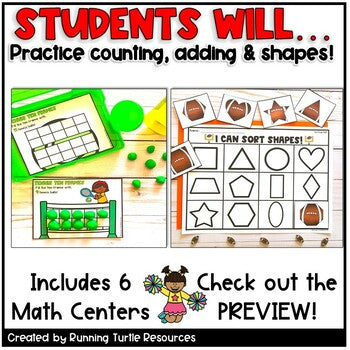 Sports Theme Math and Literacy Centers for Preschool Kindergarten