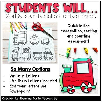 Christmas Name Craft Editable December Holiday Train Craft