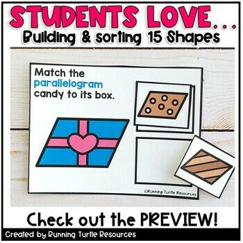 Valentines Day Sorting Shapes Task Cards