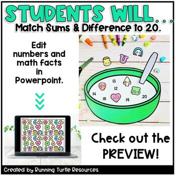 St Patrick's Day Math Craft, Lucky Charm Craft, Number Matching