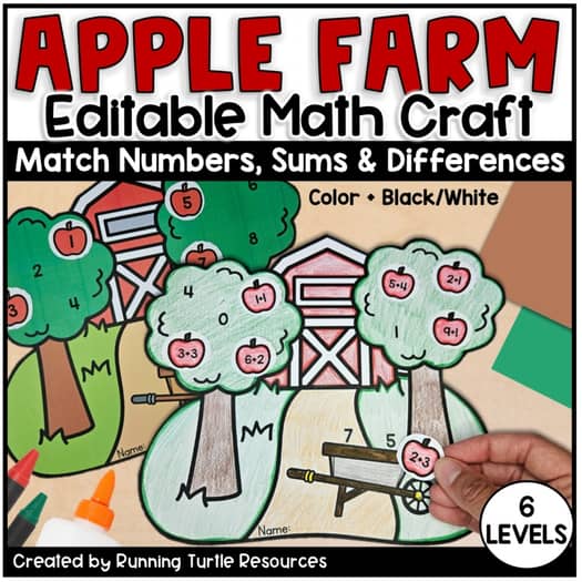 Autumn Apple Farm Math Craft, Number Matching, Sums and Differences wi ...