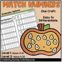 Fall Pumpkin Math Craft, Number Matching, Sums and Differences within 20