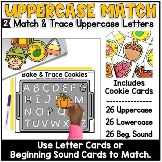 Fall Cookie Tray Activities Kindergarten Initial Sounds Letter Tracing