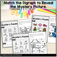 Digraph Mystery Puzzle, No Prep Kindergarten and 1st Grade Phonics
