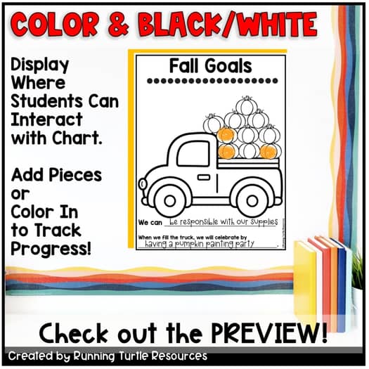 Fall Whole Class Reward System, Autumn Positive Behavior Chart