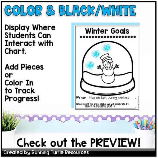 Winter Whole Class Reward System, January Positive Behavior Chart