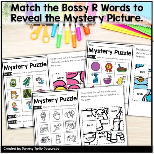 R Controlled Vowel Mystery Puzzle, No Prep Bossy R Practice