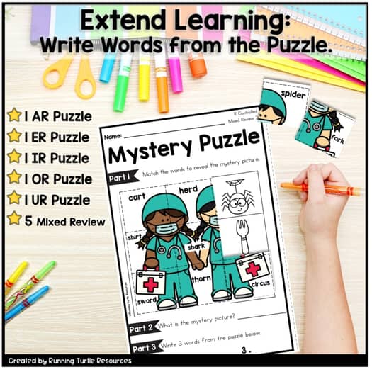 R Controlled Vowel Mystery Puzzle, No Prep Bossy R Practice