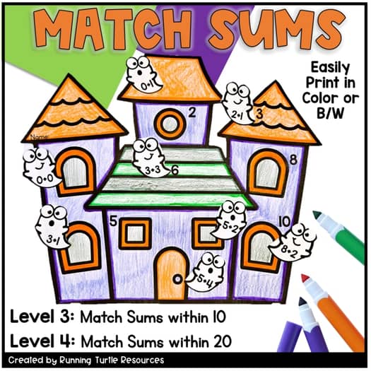 Halloween Math Craft, Number Matching, Sums and Differences within 20