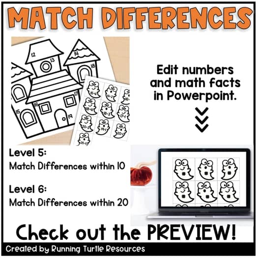 Halloween Math Craft, Number Matching, Sums and Differences within 20