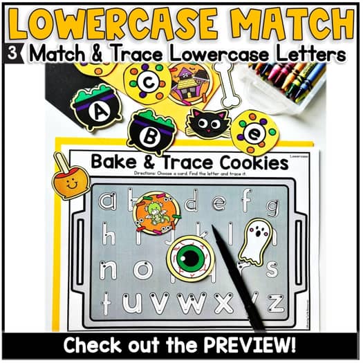 Halloween Letter Trace, Kindergarten Beginning Sounds Match Cookie Tray Activity