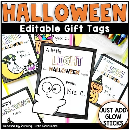 Halloween Glow Stick Gift Tags l A little light for Halloween night Editable