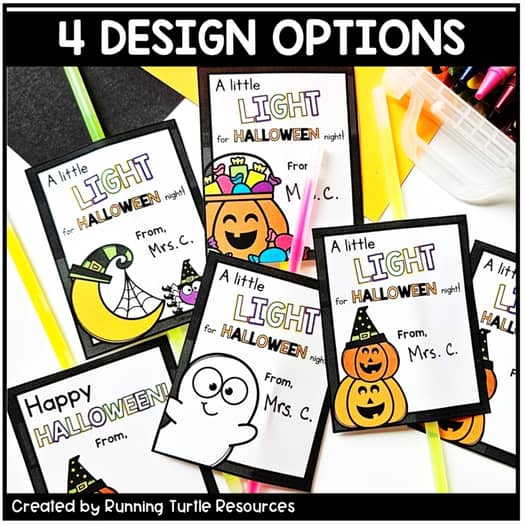 Halloween Glow Stick Gift Tags l A little light for Halloween night Editable