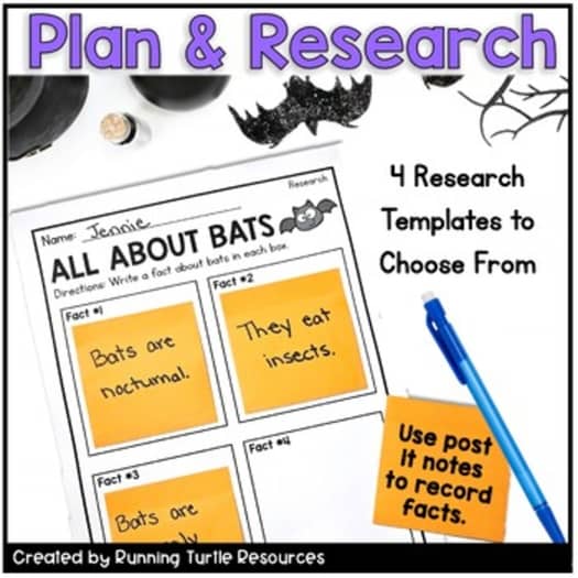 All About Bats Informational Writing Craft, Halloween Bat Unit Supplement