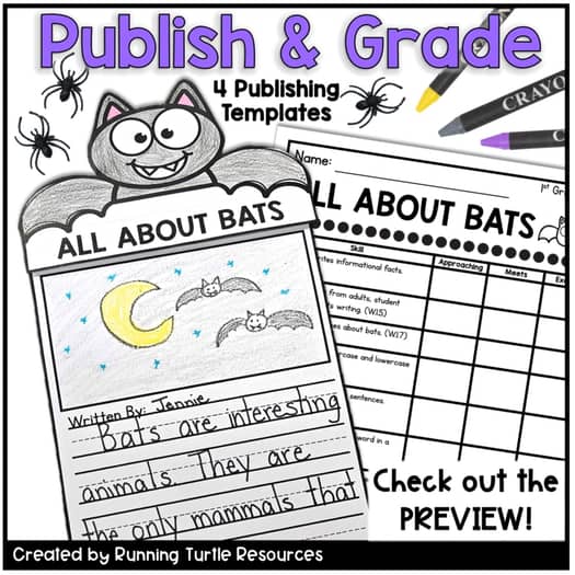 All About Bats Informational Writing Craft, Halloween Bat Unit Supplement