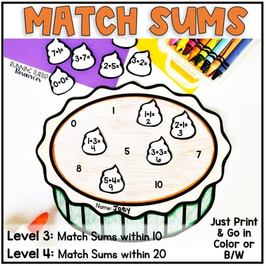 Thanksgiving Math Craft, Editable November Pumpkin Pie Craft