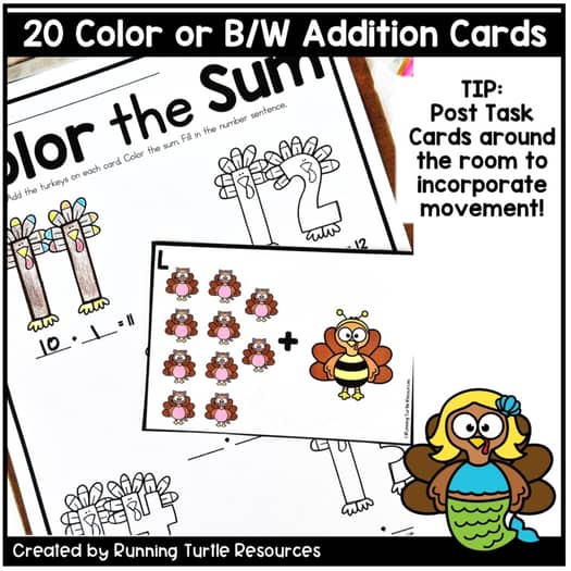 Thanksgiving Turkey Add the room, Kindergarten Addition