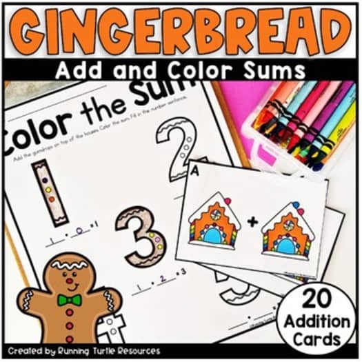 Gingerbread Add the Room, Color the Sum Christmas Activity
