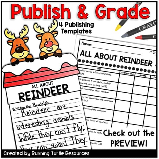 All About Reindeer Informational Writing Craft, December Bulletin Board Activity