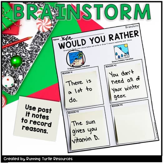 Holiday Opinion Writing Craft, December Would you Rather Writing Prompt