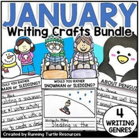 Winter Writing Crafts for 1st-3rd grade students with editable writing rubrics
