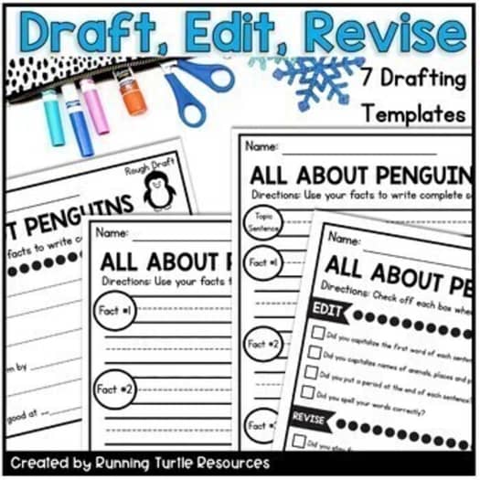 Winter Writing Craft Bundle, January Bulletin Board Activities
