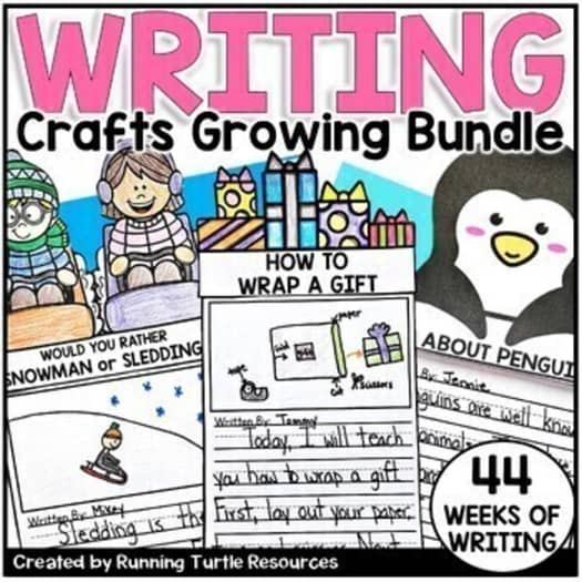 Year Long Writing Prompts, Monthly Writing Crafts Growing Bundle,