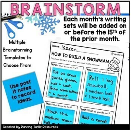 Year Long Writing Prompts, Monthly Writing Crafts Growing Bundle,