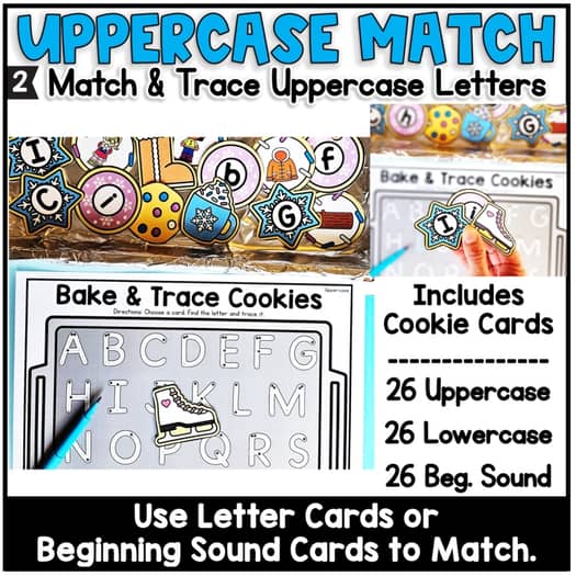 Winter Letter Trace and Beginning Sounds Match, Winter Cookie Tray Activities