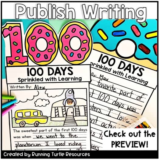 100th Day of School Writing Craft, 100th Day Sprinkle Donut Craft