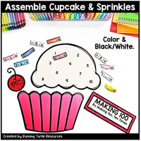 100th Day of School Math Craft, Making Ten Cupcake Sprinkle Craft