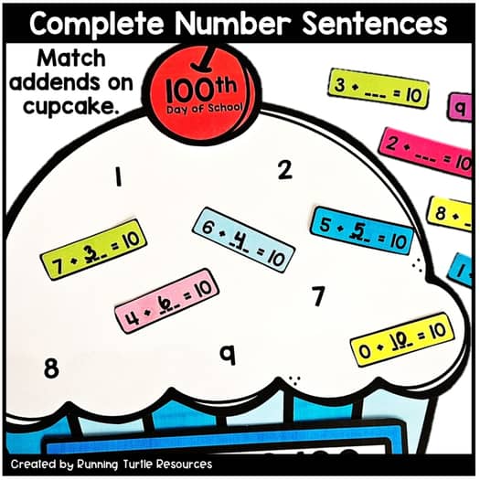 100th Day of School Math Craft, Making Ten Cupcake Sprinkle Craft