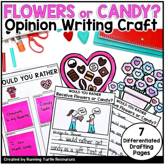 Valentine Opinion Writing Craft, February Writing Prompt, Would you Rather