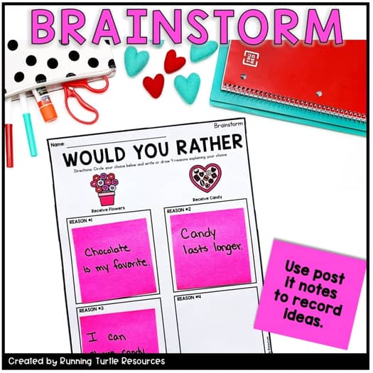 Valentine Opinion Writing Craft, February Writing Prompt, Would you Rather