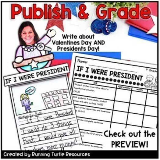 February Writing Crafts, Valentines Day Writing Prompts, Presidents Day Writing
